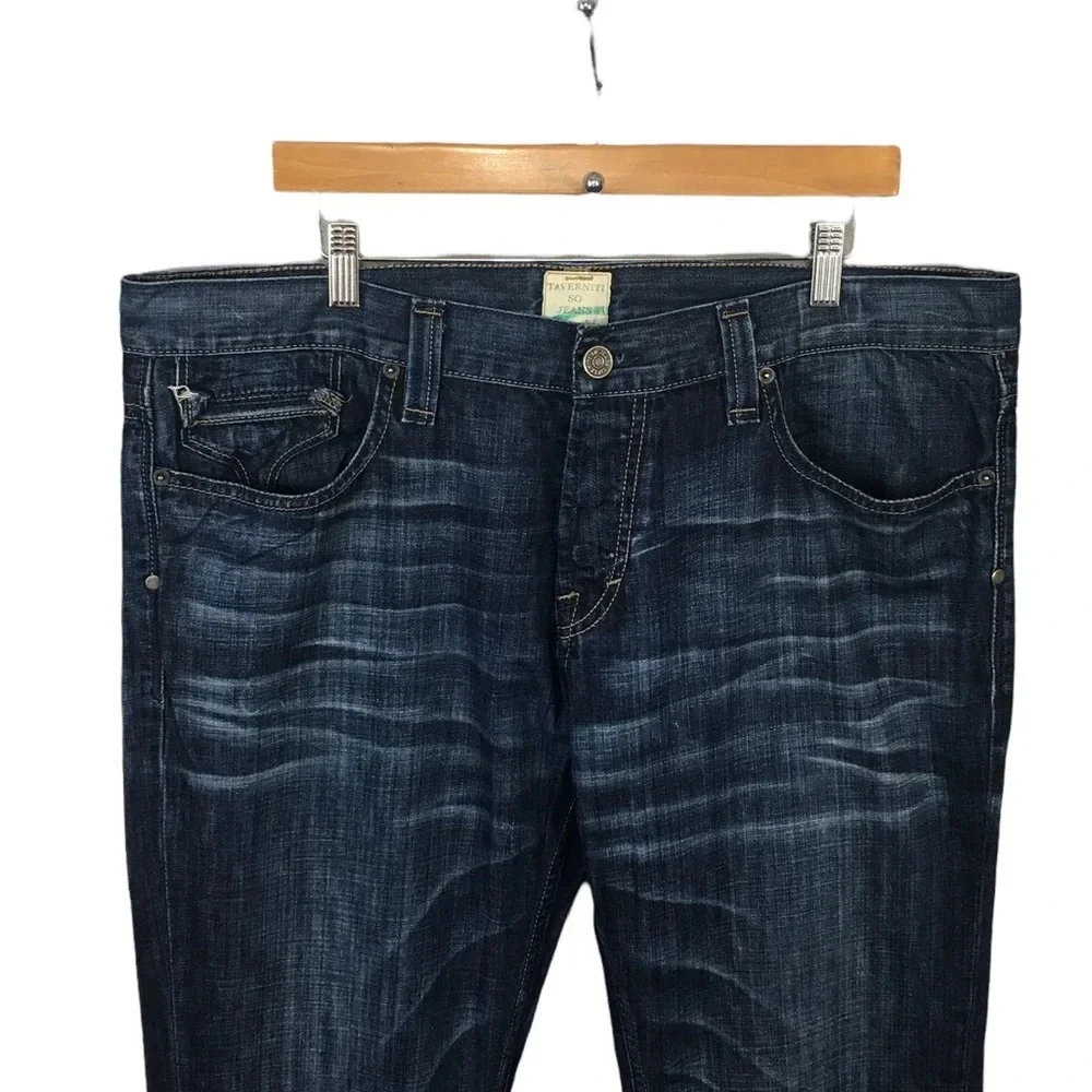 MJ484 Mens Taverniti So Jeans Distressed Boot Cut Denim Button Fly Jeans 40x33